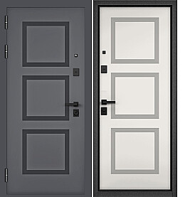 Дверь входная City Max PP 192/192 (чёрная фурнитура) Оскуро, 192/Белый софт, 192, 2 замка, с ночной задвижкой