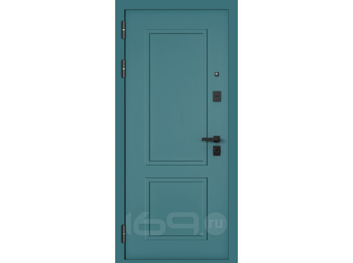ДМ CITY MAX PP Черный муар металлик/ МДФ Верде-1 / МДФ 164 mirror-Эмаль белоснежная 205*86 Левая (Фурнитура чёрная)