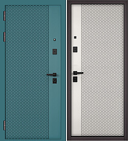 Дверь входная City Max PP 159/159 (чёрная фурнитура) Верде, 159/Эмаль белоснежная, 159, 2 замка, с ночной задвижкой