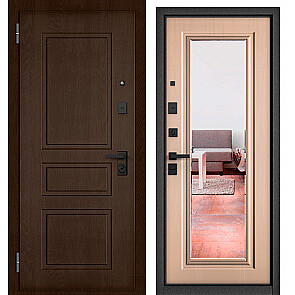 Дверь входная Сити Макс ПП 2/140 Дуб коньяк/Дуб выбеленный, с зеркалом, 2 замка