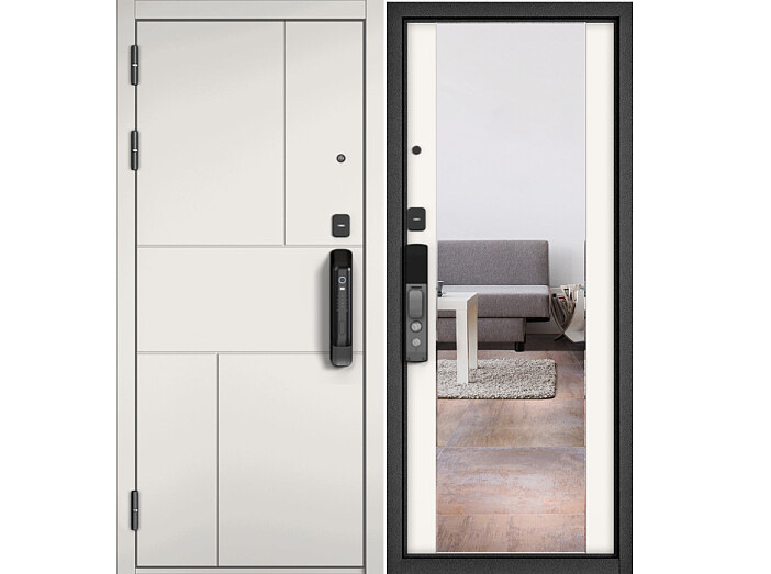 ДМ CITY MAX IQ PP Черный муар металлик/ МДФ Белый софт-182 Сsmart/ МДФ 164 mirror Белый матовый 205*88 Левая