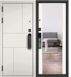 Дверь входная Сити Макс Ай Кью ПП 182 Сsmart/164 mirror Белый софт/Белый матовый, с зеркалом, 2 замка