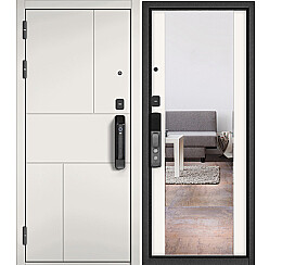Дверь входная City Max IQ PP 182 Сsmart/164 Белый софт/Белый матовый, с зеркалом, 2 замка