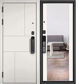 Дверь входная City Max IQ PP 182 Сsmart/164, с зеркалом Белый софт, 182 Сsmart/Белый матовый, 164 mirror, 2 замка