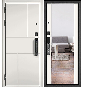 Дверь входная Сити Макс Ай Кью ПП 182 Сsmart/164 mirror Белый софт/Белый матовый, с зеркалом, 2 замка