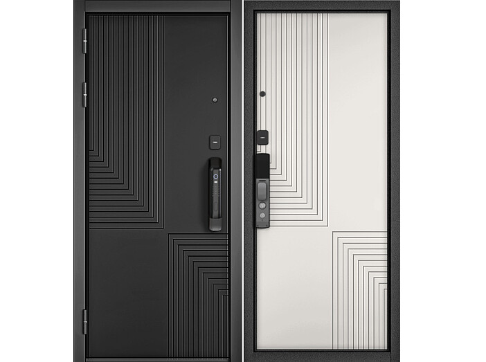 ДМ CITY MAX IQ PP Черный муар металлик/ МДФ Черный матовый-195 Сsmart/ МДФ 195-Белый матовый 205*88 Левая