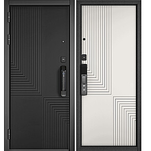 Дверь входная Сити Макс Ай Кью ПП 195 Сsmart/195 Черный матовый/Белый матовый, 2 замка
