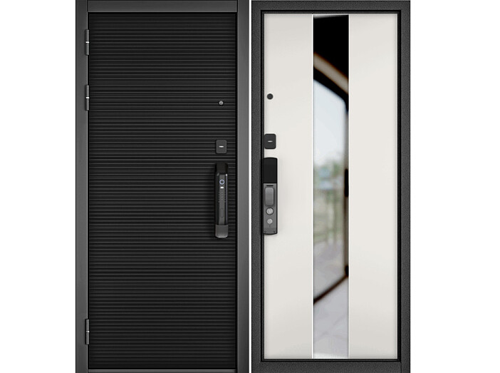 ДМ CITY MAX IQ PP Черный муар металлик/ МДФ Чёрный матовый-181 Сsmart/ МДФ Si-4 Mirox Grey-Белый софт 205*88 Левая
