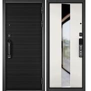 Дверь входная City Max IQ PP 181 Сsmart/Si-4 Чёрный матовый/Белый софт, с зеркалом, 2 замка