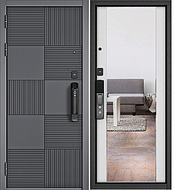 Дверь входная City Max IQ PP 173 Сsmart/164, с зеркалом Оскуро, 173 Сsmart/Роял дуб белый, 164 mirror, 2 замка