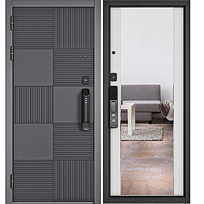 Дверь входная Сити Макс Ай Кью ПП 173 Сsmart/164 mirror Оскуро/Роял дуб белый, с зеркалом, 2 замка