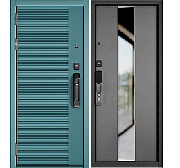 Дверь входная City Max IQ PP 160 Сsmart/Si-4 Верде/Бетон серый, с зеркалом, 2 замка