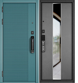 Дверь входная City Max IQ PP 160 Сsmart/Si-4, с зеркалом Верде, 160 Сsmart/Бетон серый, Si-4 Mirox Grey, 2 замка