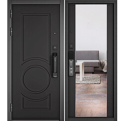Дверь входная City Max IQ PP 6 СSmart/164 СSmart (чёрная фурнитура) Графит софт/Графит софт, 2 замка