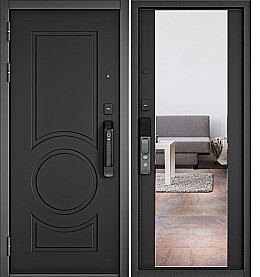 Дверь входная City Max IQ PP 6 СSmart/164 СSmart (чёрная фурнитура) Графит софт, 164 Сsmar mirror/Графит софт, 6 СSmart, 2 замка