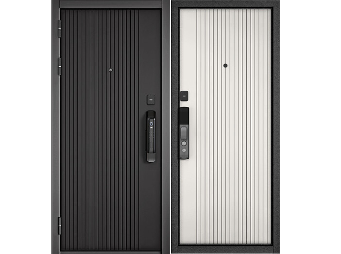 ДМ CITY MAX IQ PP Черный муар металлик/МДФ Черный матовый 10SM-161, МДФ Белый матовый 10SM-161  205*88 Левая