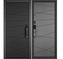 Дверь входная City Max IQ PP 130 Csmart/130 Черный матовый/Бетон серый, 2 замка