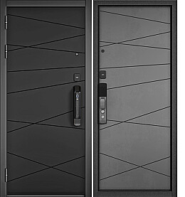 Дверь входная City Max IQ PP 130 Csmart/130 Черный матовый, 130 Csmart/Бетон серый, 130, 2 замка