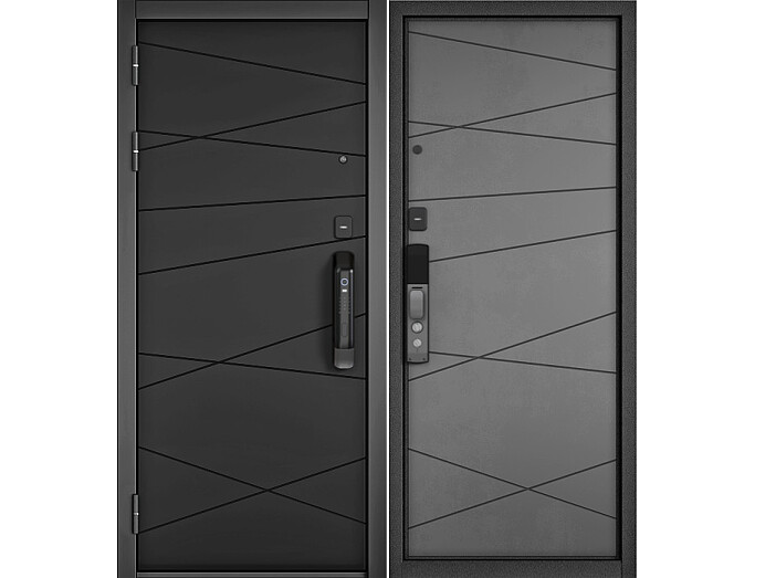 ДМ CITY MAX IQ PP Черный муар металлик/МДФ Черный матовый-130 Csmart/ МДФ  130 бетон серый 205*96 Левая