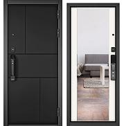 Дверь входная City Max IQ PP 182/164 Чёрный матовый/Белый софт, с зеркалом, 2 замка