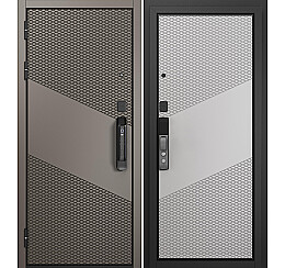 Дверь входная City Max IQ PP 10SM-163 Эмаль капучино/Эмаль светло-серая, 2 замка