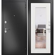 Дверь входная Family Eco MP E-140 Антрацит букле/Белый ларче, с зеркалом, 2 замка, с ночной задвижкой