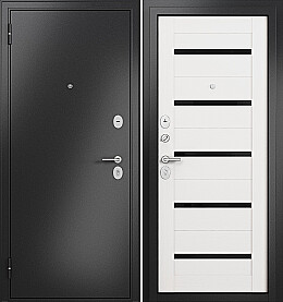 Дверь входная Family Eco MP E-142 Антрацит букле/Белый ларче, E-142, 2 замка, с ночной задвижкой