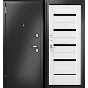 Дверь входная Фэмели Эко МП E-142 Задвижка Антрацит букле/Белый ларче, 2 замка