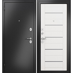 Дверь входная Фэмели Эко МП E-143 Задвижка Антрацит букле/Белый ларче, 2 замка, с ночной задвижкой