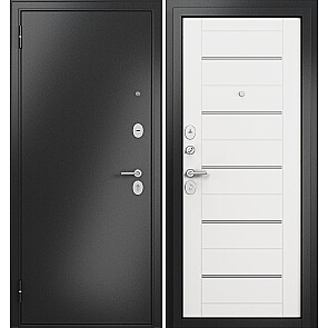 Дверь входная Фэмели Эко МП E-143 Задвижка Антрацит букле/Белый софт, 2 замка