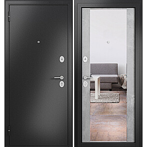 Дверь входная Фэмели Эко МП E-164 Антрацит букле/Бетон серый, с зеркалом, 2 замка