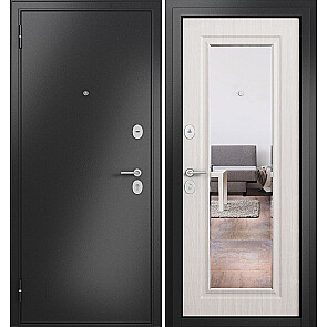 Дверь входная Фэмели Эко МП E-140 Антрацит букле/Бьянко ларче, с зеркалом, 2 замка