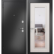 Дверь входная Family Eco MP E-140 Антрацит букле/Бьянко ларче, с зеркалом, 2 замка