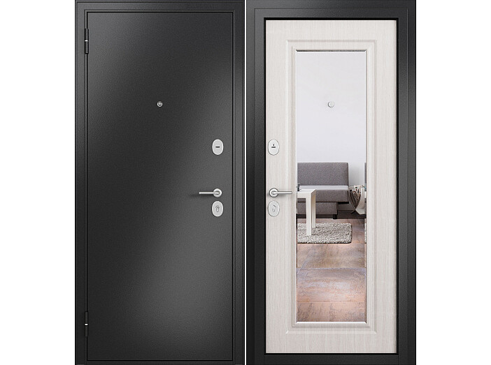 ДМ FAMILY ECO MP Антрацит букле/МДФ Бьянко ларче E-140 mirror 210*96 Левая