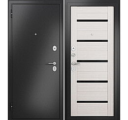 Дверь входная Family Eco MP E-142 Lakobel Black Антрацит букле/Бьянко ларче, 2 замка, с ночной задвижкой
