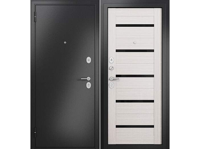 ДМ FAMILY ECO MP Антрацит букле/МДФ Бьянко ларче E-142 Lakobel Black Задвижка 210*100 Левая
