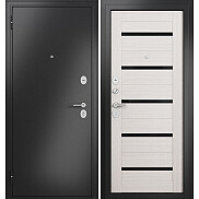 Дверь входная Family Eco MP E-142 Lakobel Black Антрацит букле/Бьянко ларче, E-142 Lakobel Black, 2 замка, с ночной задвижкой