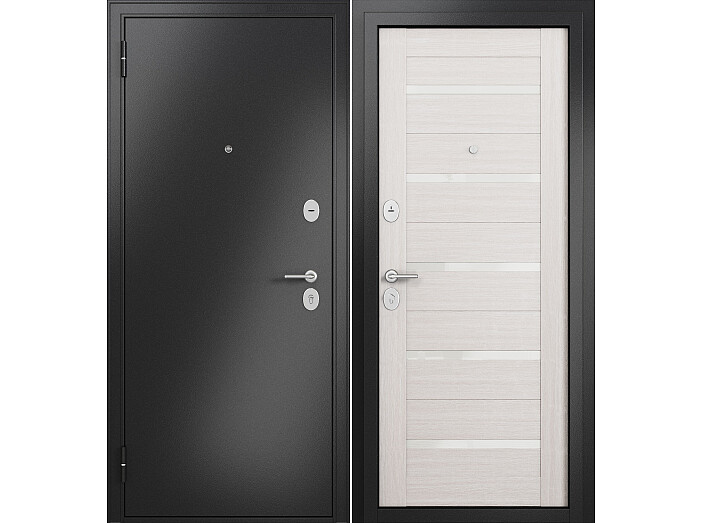 ДМ FAMILY ECO MP Антрацит букле/МДФ Бьянко ларче E-142 Lakobel White 210*100 Левая