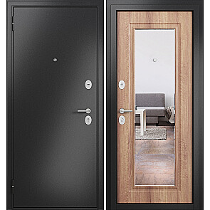 Дверь входная Фэмели Эко МП E-140 Антрацит букле/Карамель, с зеркалом, 2 замка