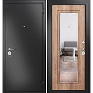 Дверь входная Family Eco MP E-140 Антрацит букле/Карамель, с зеркалом, 1 замок, с ночной задвижкой