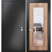 Дверь входная Family Eco MP E-140 Антрацит букле/Карамель, с зеркалом, 1 замок, с ночной задвижкой