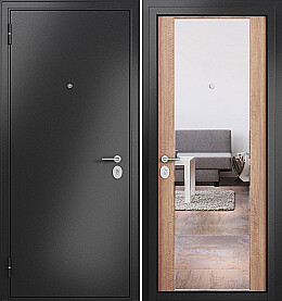 Дверь входная Family Eco MP E-164, с зеркалом Антрацит букле/Карамель, E-164 mirror, 1 замок