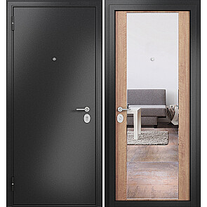 Дверь входная Фэмели Эко МП E-164 Антрацит букле/Карамель, с зеркалом, 1 замок