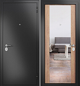 Дверь входная Family Eco MP E-164, с зеркалом Антрацит букле/Карамель, E-164 mirror, 1 замок