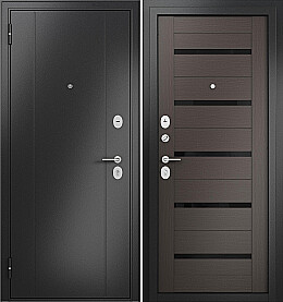 Дверь входная Family Eco MP CR-142 Lakobel Black RL-1, Антрацит букле/Шоколад ларче CR-142 Lakobel Black, 2 замка, с ночной задвижкой