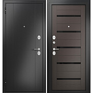 Дверь входная Family Eco MP CR-142 Lakobel Black Антрацит букле/Шоколад ларче, 2 замка, с ночной задвижкой