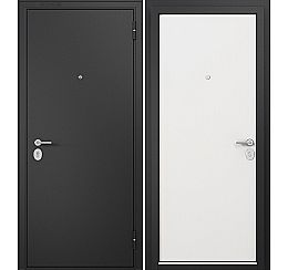 Дверь входная Family Eco MP E-100 Черный муар металлик (порог)/МДФ Белый ларче Один замок