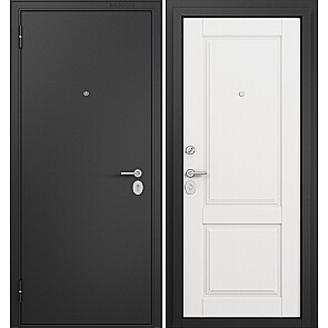 Дверь входная Фэмели Эко МП ED-1 Задвижка Один замок Черный муар металлик/Белый ларче, 1 замок