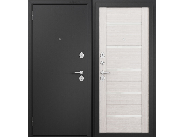 ДМ FAMILY ECO MP Черный муар металлик/МДФ Бьянко ларче CR-142 Lakobel White Задвижка 205*100 Левая