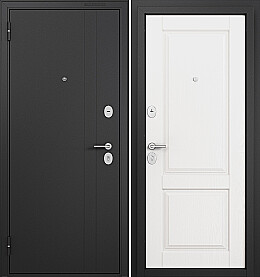Дверь входная Family Eco MP ED-1 RL-2, Черный муар металлик/Дуб белый скандинавский ED-1, 2 замка